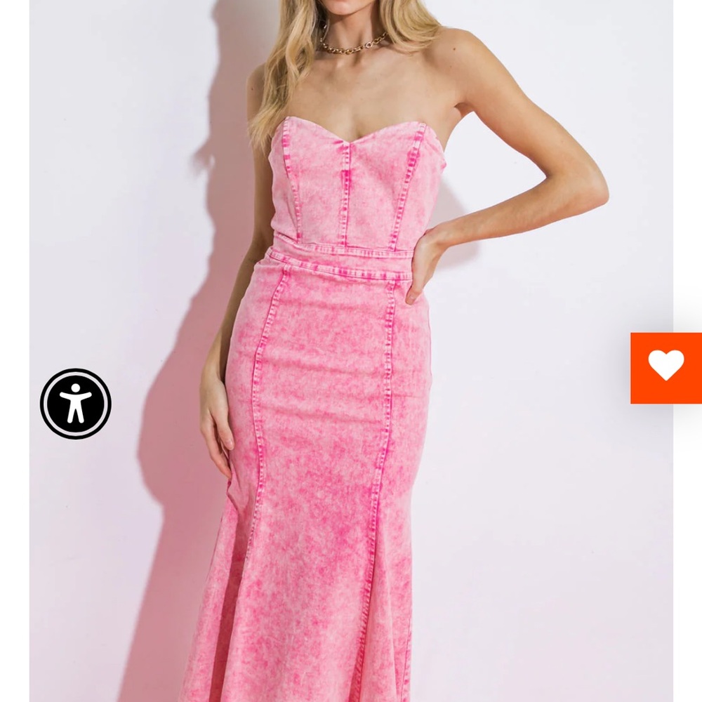 Flying Tomato Pink Strapless Sweetheart Gown